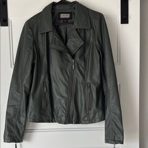 Jou Jou Dark Green Faux Leather Jacket